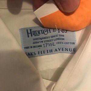 Hilditch & Key Saks Fifth Jermyn St London French Cuff Long Sleeve Shirt 17 1/2